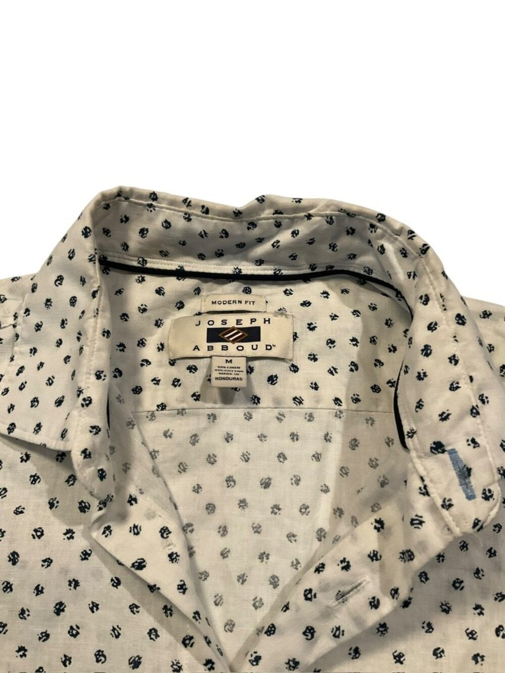 Joseph Abbound Men's Navy Blue & White Buttoned Shirt - Picture 4 of 6